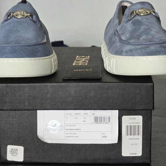 $795 MSRP- Versace Men\'s Suede Moccasins, Size EU 42-  100% Authentic NIB main image 6